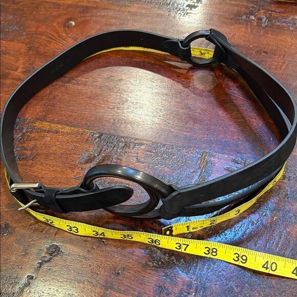 Vintage Ralph Lauren Double O-Ring Black Suede Equestrian Belt size Large